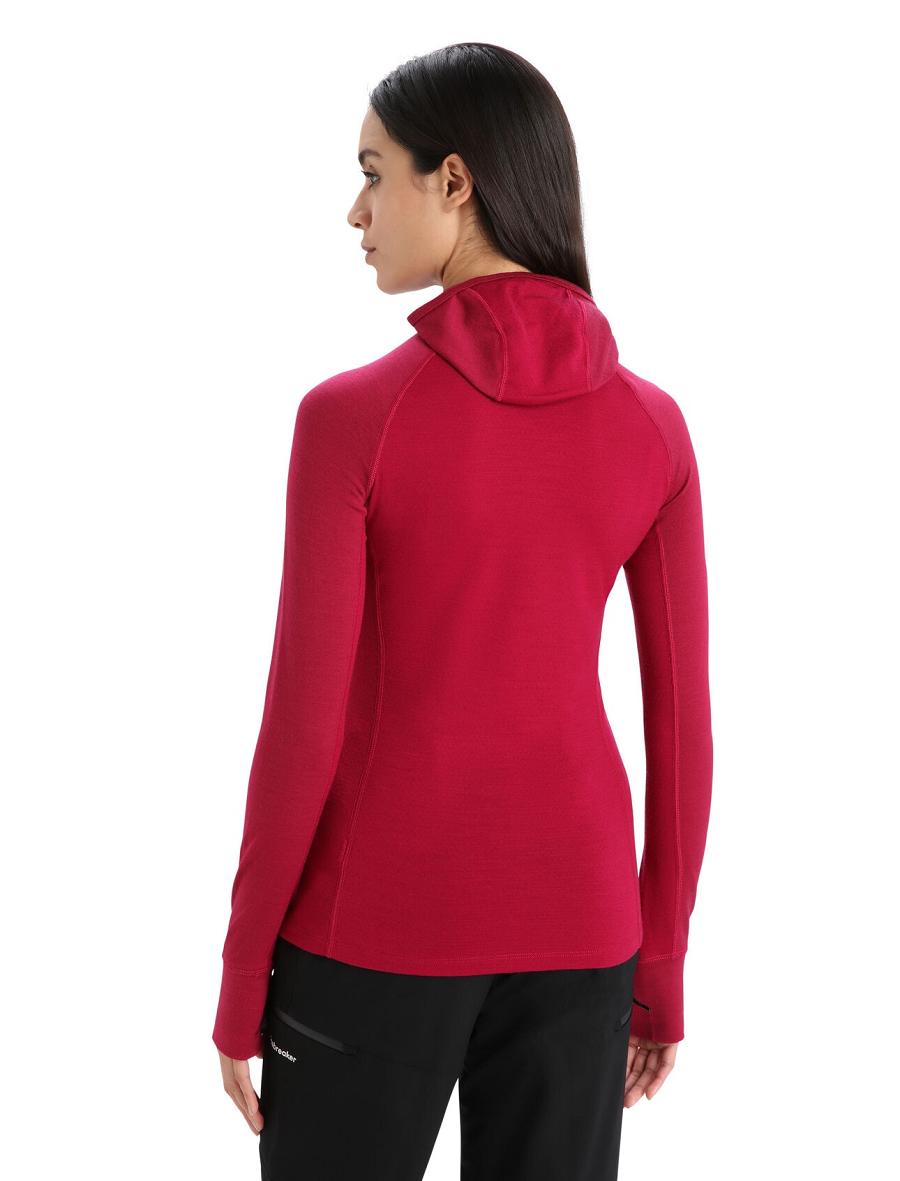 Une pièce Icebreaker ZoneKnit™ Merino Insulated Long Sleeve Hoodie Femme Rose | FR 1801RVDW